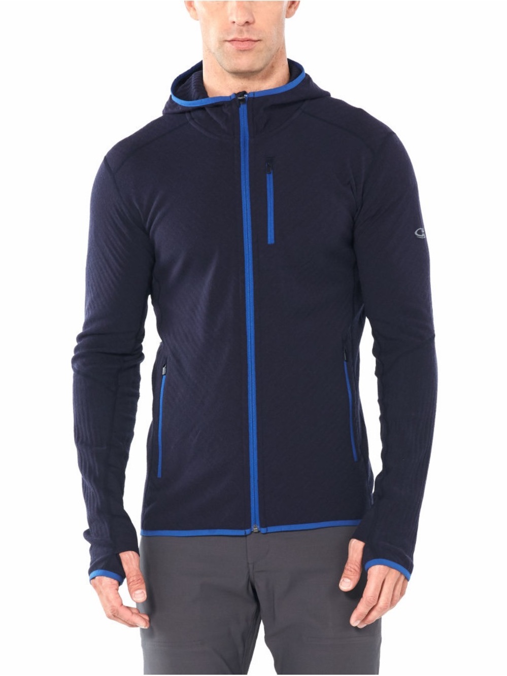 Icebreaker Merino Hooded Jacket Navy Blue Full Zip Running Hiking Activewear